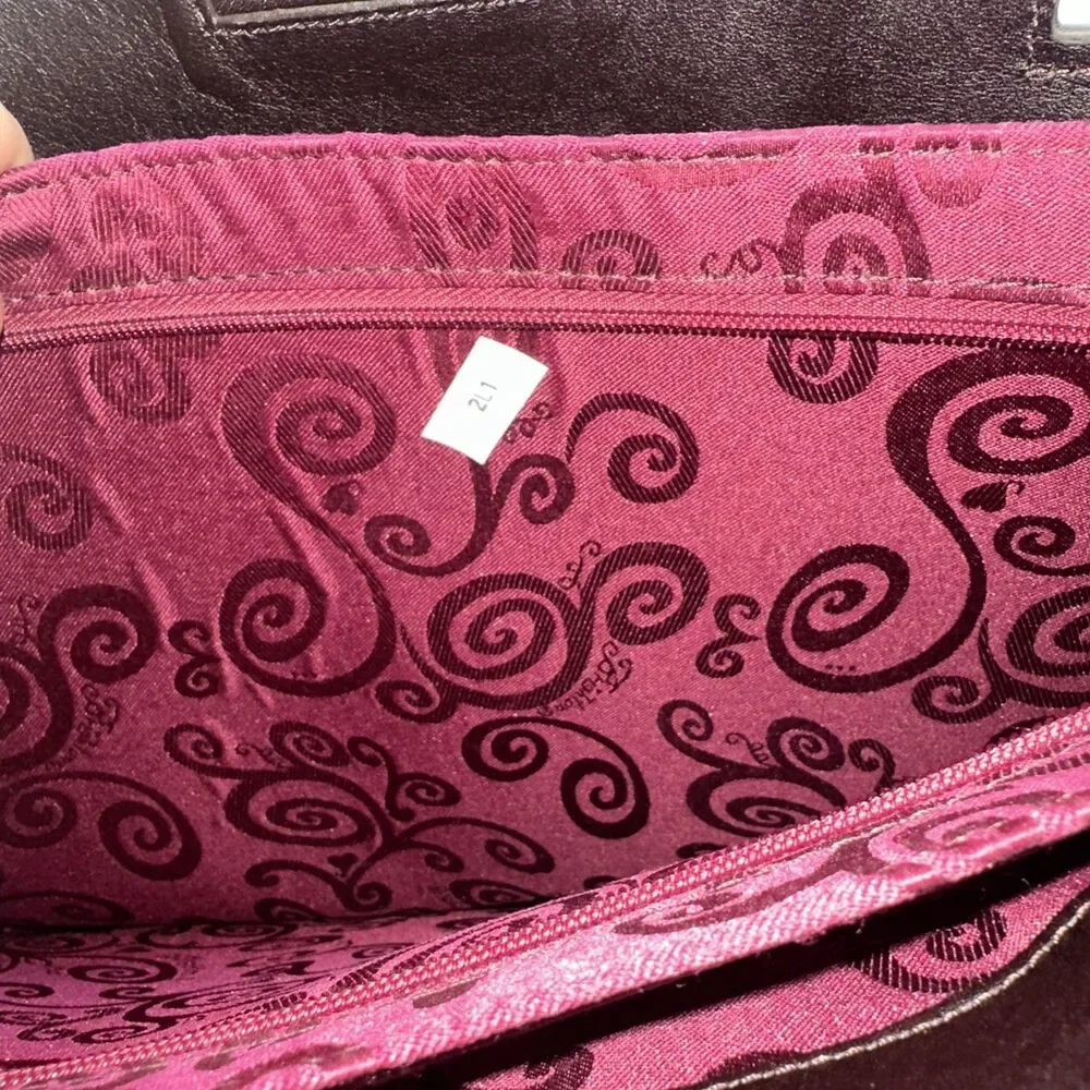Brighton Brown Embossed Croc Patent Leather Shoulder Tote Hand Bag 18X13